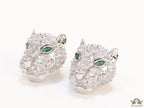 Cz Panther studs in platinum finish