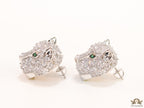 Cz Panther studs in platinum finish