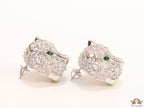 Cz Panther studs in platinum finish