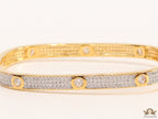 Gold plated openable bracelet studded with cz