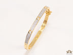 Gold plated openable bracelet studded with cz