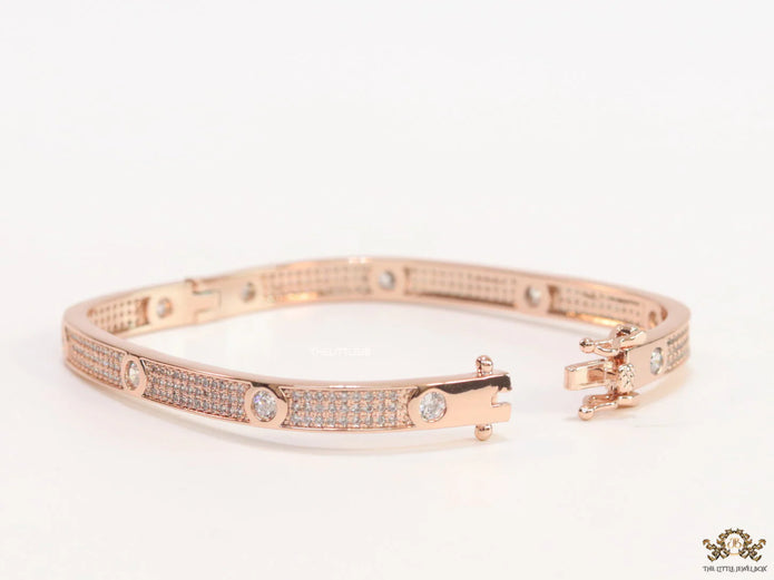 Rose Gold plated openable bracelet studded with cz