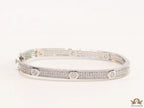 Platinum plated openable bracelet studded with cz
