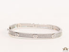 Platinum plated openable bracelet studded with cz