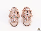Cz panther face clip on studs in rose gold