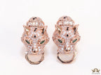 Cz panther face clip on studs in rose gold