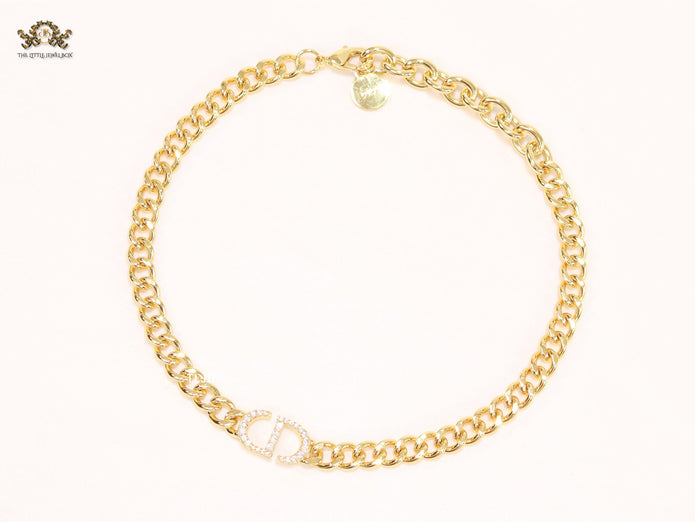 Alphabet CD cz link chain 10mm