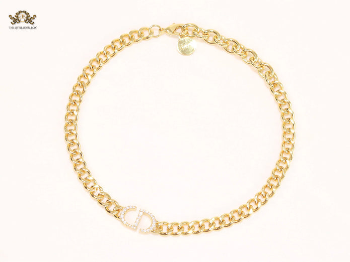Alphabet CD cz link chain 10mm
