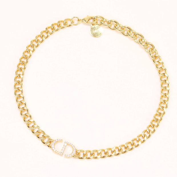 Alphabet CD cz link chain 10mm