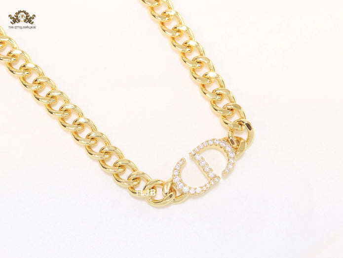 Alphabet CD cz link chain 10mm