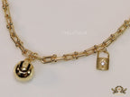 Gold plated padlock and chime necklace