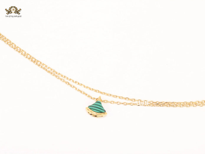 Alphabet B  sleek chain bracelet green