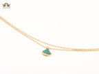Alphabet B  sleek chain bracelet green