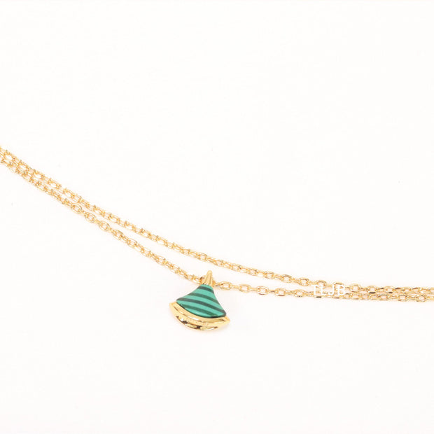 Alphabet B  sleek chain bracelet green
