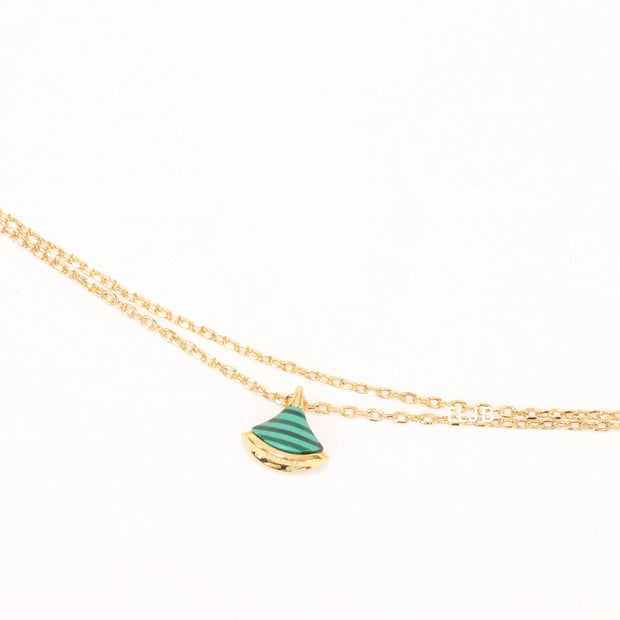 Alphabet B  sleek chain bracelet green