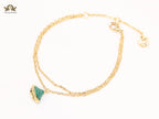 Alphabet B  sleek chain bracelet green