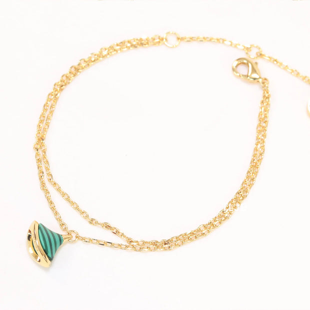 Alphabet B  sleek chain bracelet green