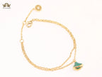 Alphabet B  sleek chain bracelet green