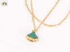 Alphabet B  sleek chain bracelet green