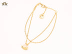 Alphabet B  sleek chain bracelet white