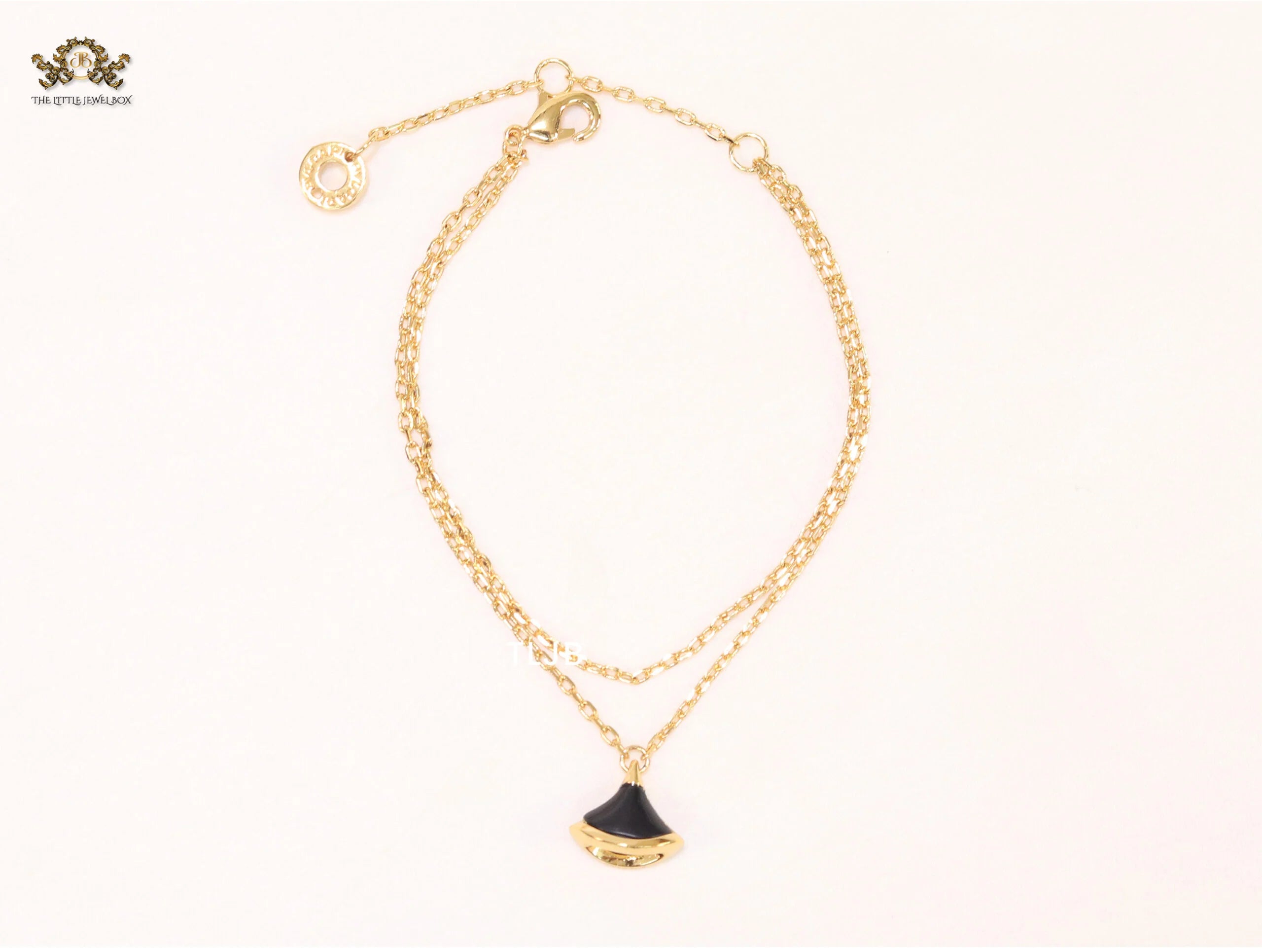 Alphabet B  sleek chain bracelet black