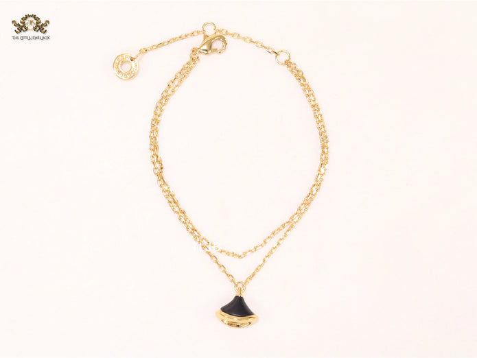 Alphabet B  sleek chain bracelet black