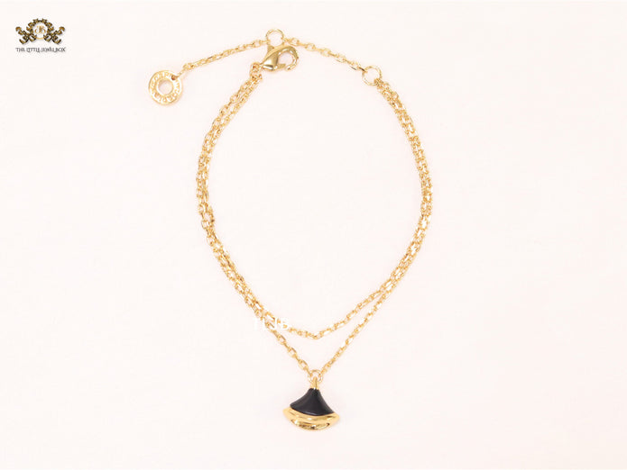 Alphabet B  sleek chain bracelet black