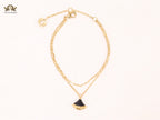 Alphabet B  sleek chain bracelet black