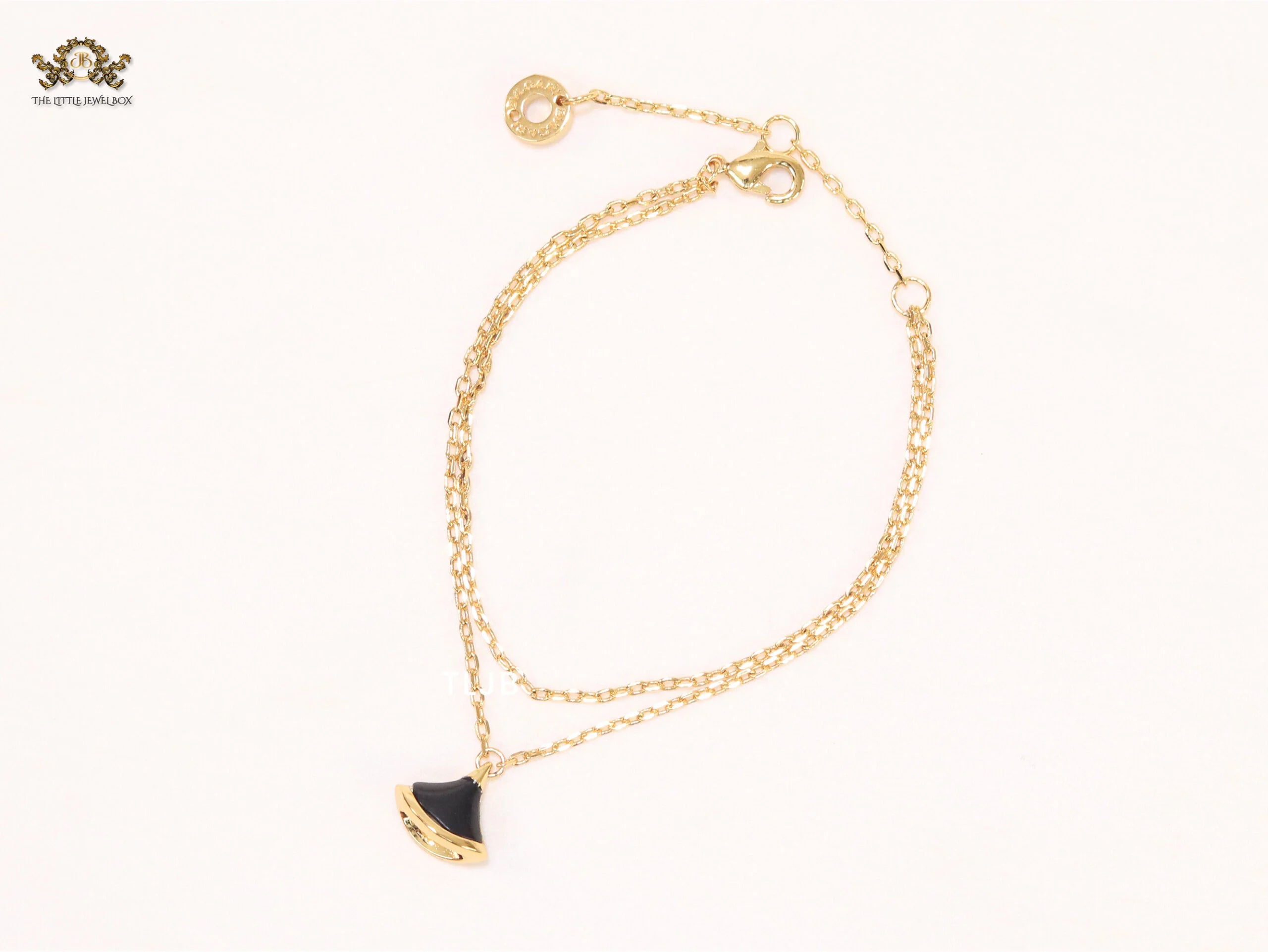 Alphabet B  sleek chain bracelet black