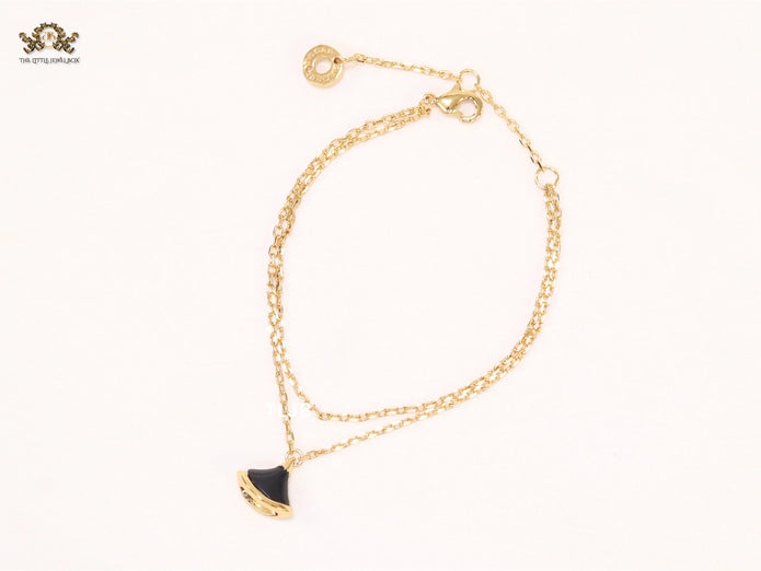 Alphabet B  sleek chain bracelet black