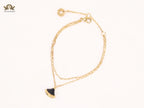 Alphabet B  sleek chain bracelet black
