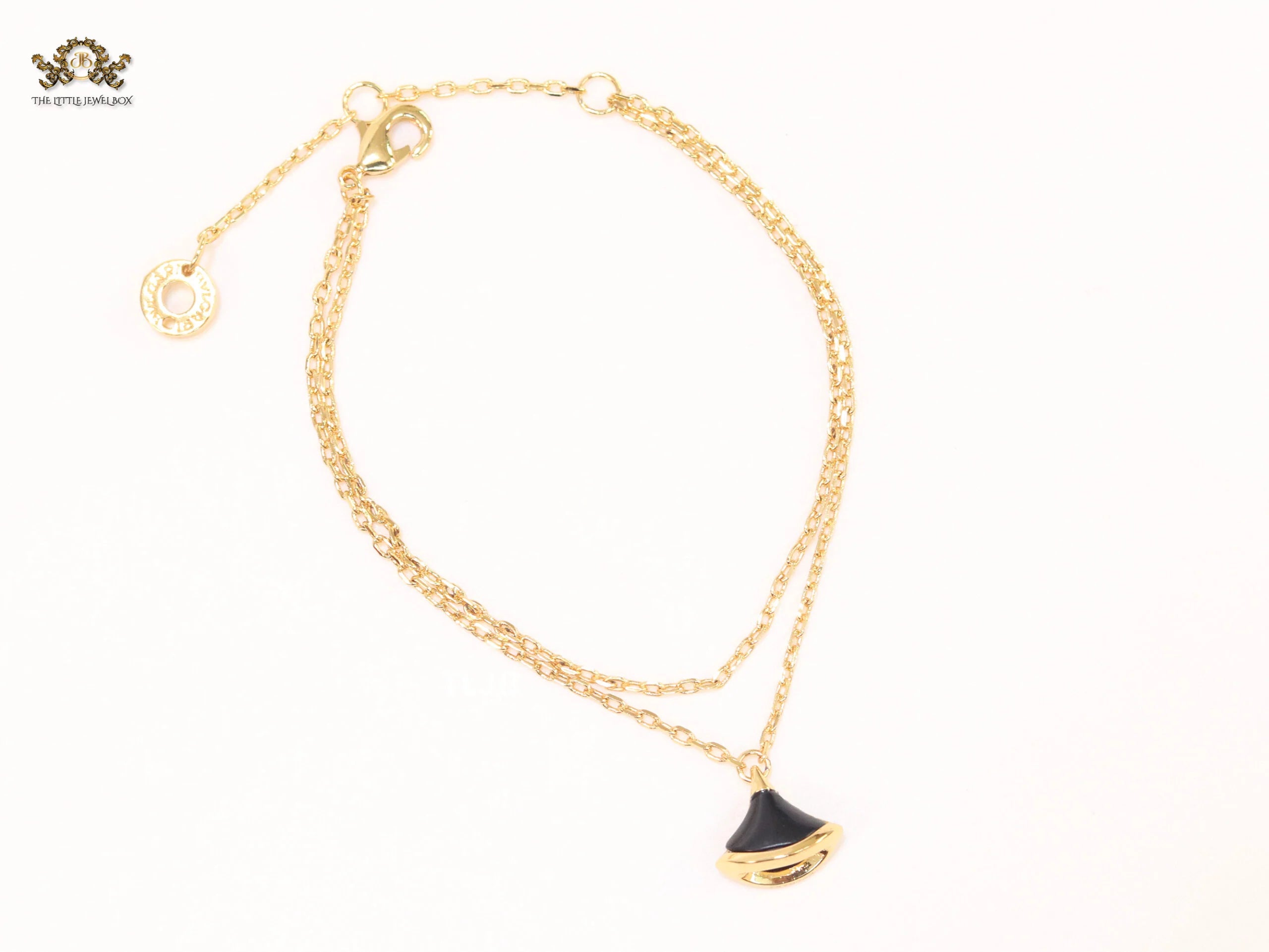 Alphabet B  sleek chain bracelet black
