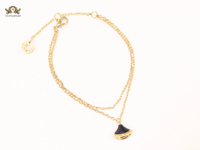 Alphabet B  sleek chain bracelet black