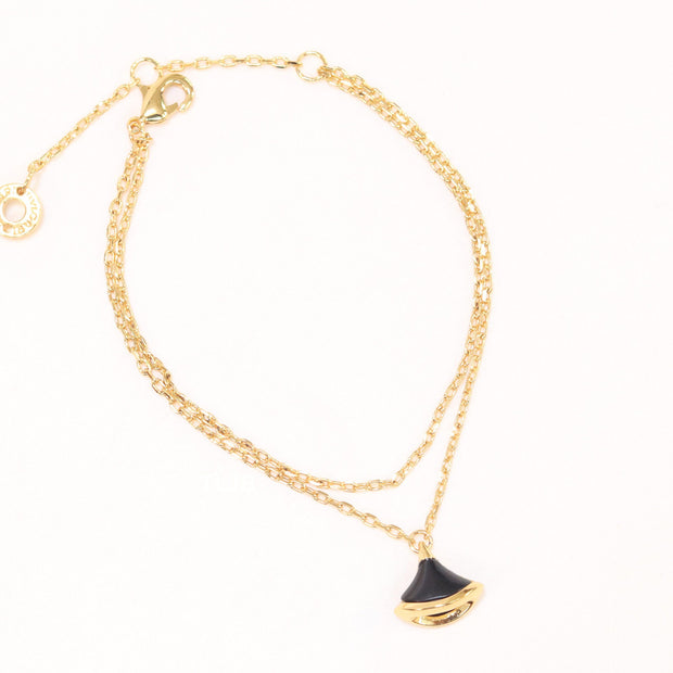 Alphabet B  sleek chain bracelet black