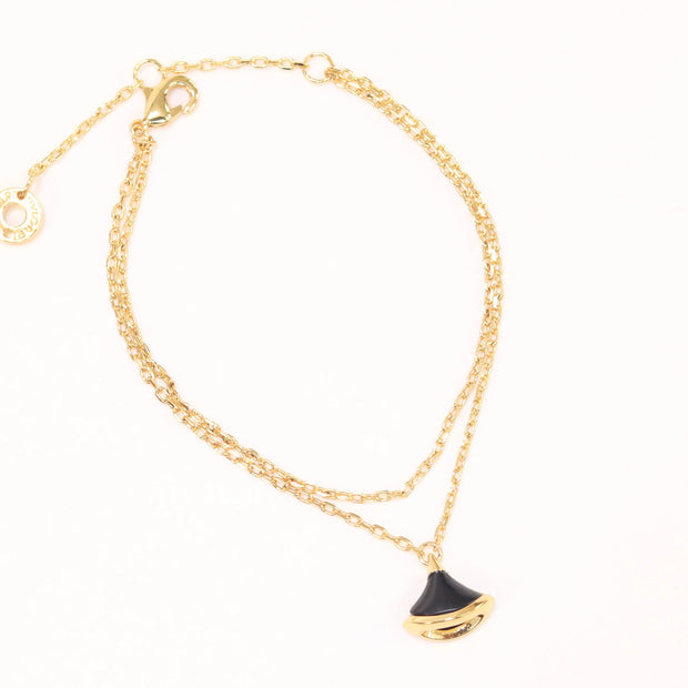Alphabet B  sleek chain bracelet black