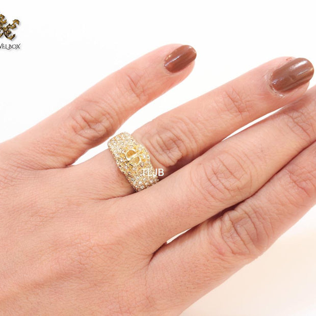 Alphabet CD queen ring with cz