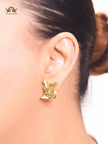 Alphabet L & V gold studs with white enamel