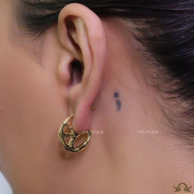 Gold plated designer open hoop earrings