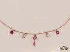 Cz key necklace in rose gold plating