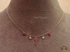 Cz key necklace in rose gold plating
