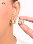 Alphabet Y & L small gold CZ studs