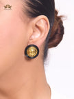Double C gold and black enamel studs