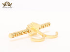 Gold plated embossed medusa statement ring
