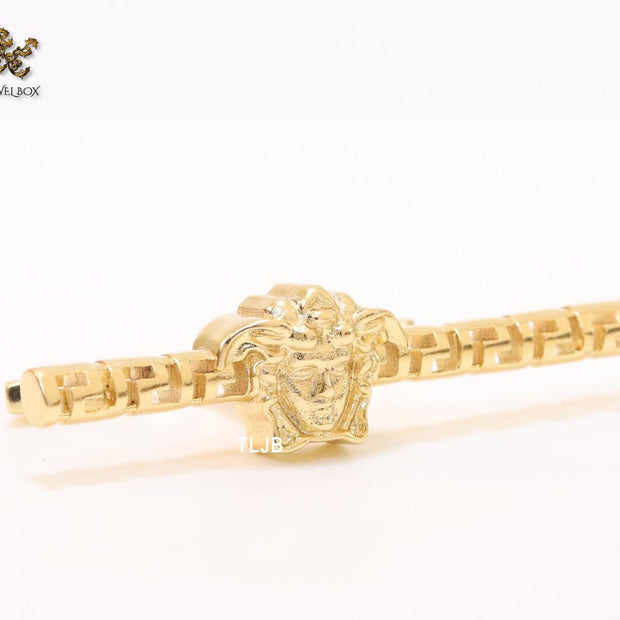 Gold plated embossed medusa statement ring