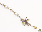 Antique gold plated honey bee chain bracelet with pearls