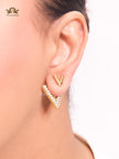 Open V Cz and gold open studs