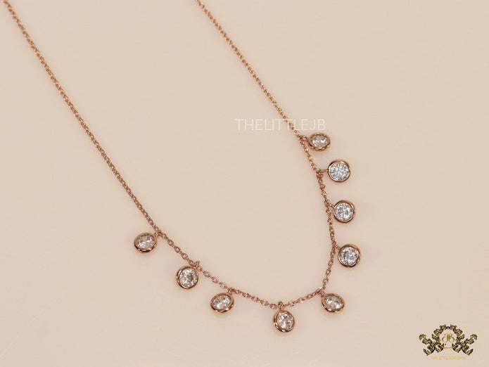Rose gold plated chain with cz drop charms