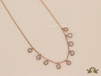 Rose gold plated chain with cz drop charms