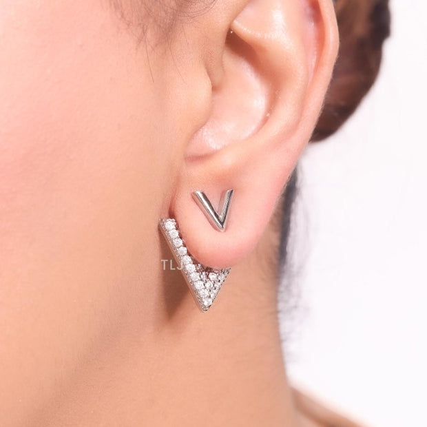 Open V Cz and Silver plated open studs