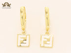 Double F white enamel and gold hoops